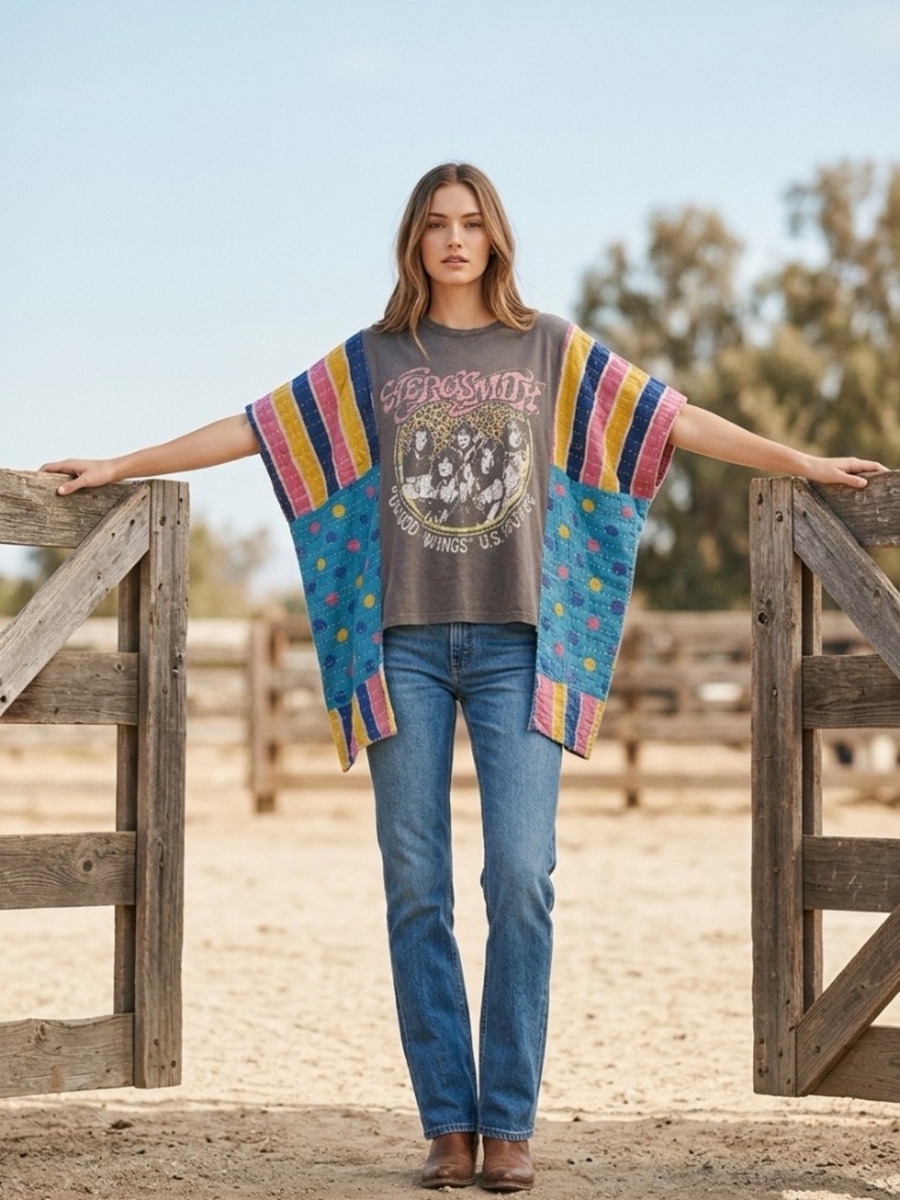 Handcrafted Upcycled Aerosmith Kantha Tunic NWT One Size